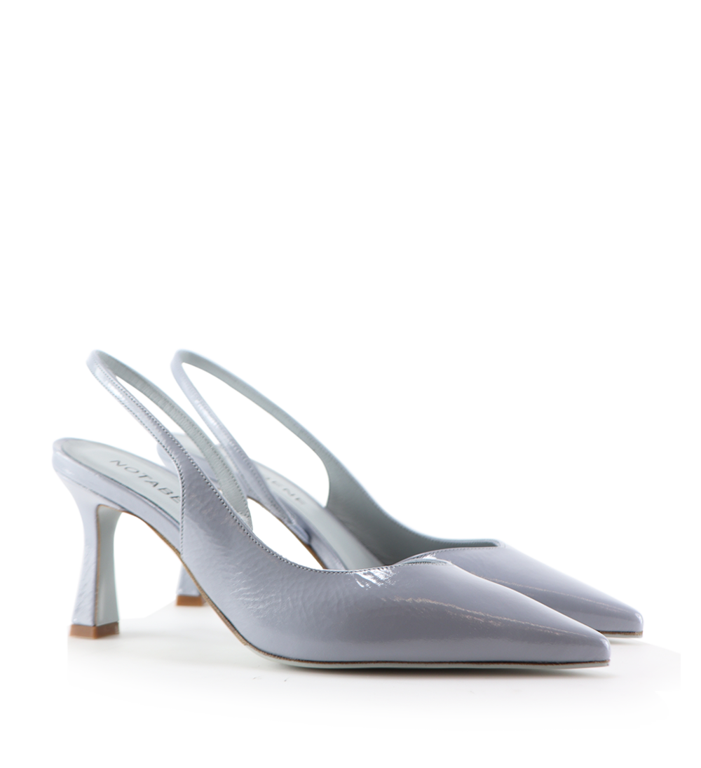Emira 70 slingback stilettos, ice blue patent