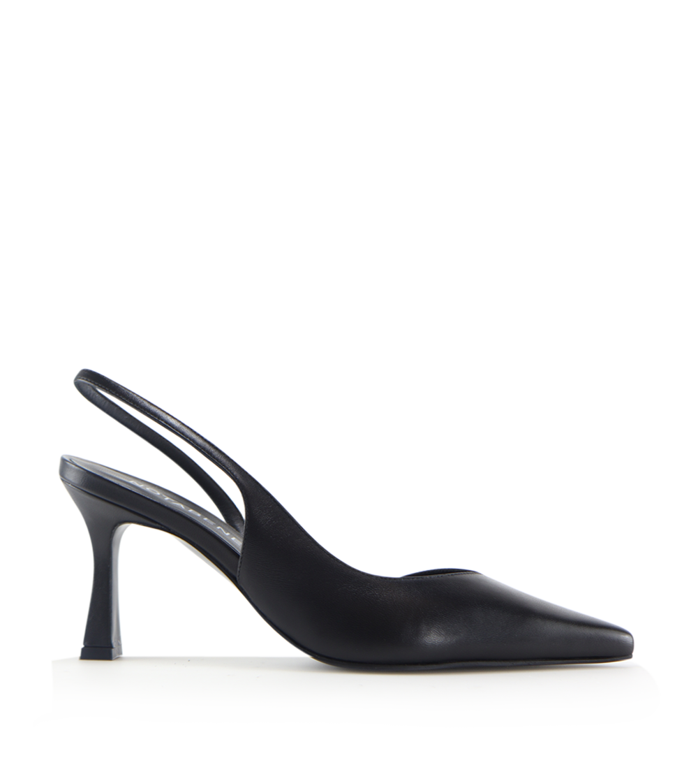 Emira 70 slingback stiletter, sort læder