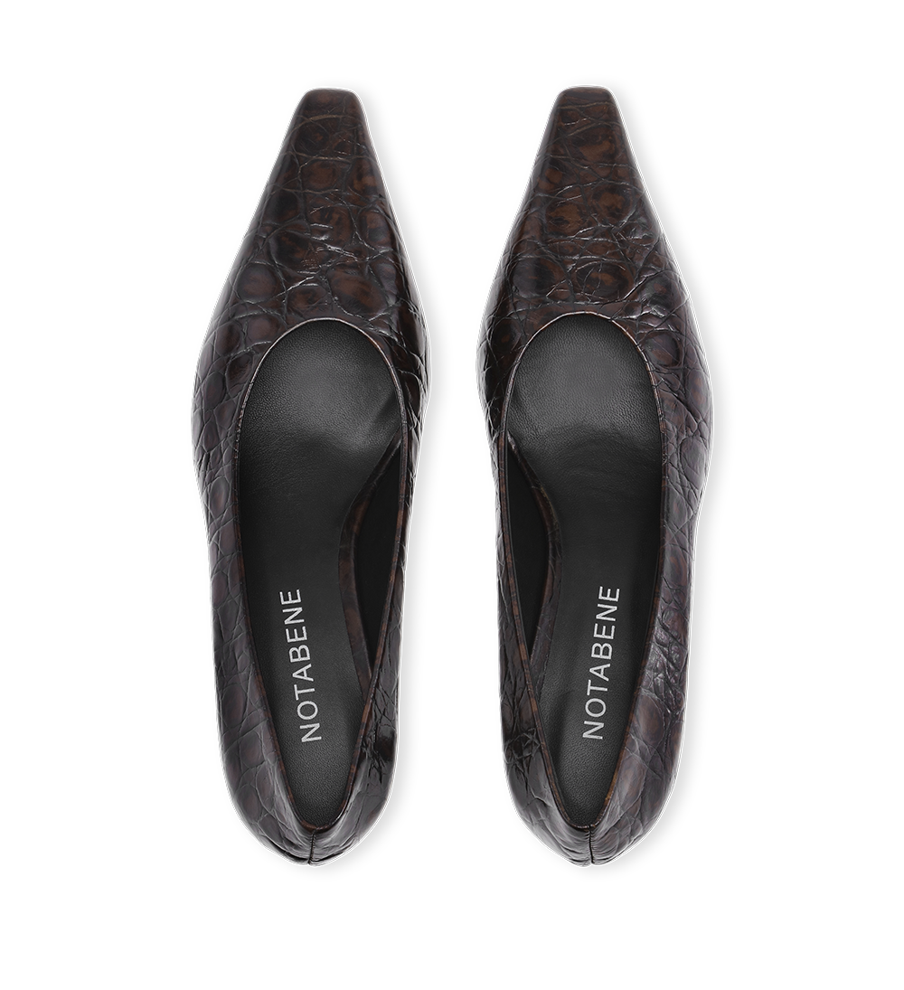 Emmy Low 50 stilettos, dark brown croco