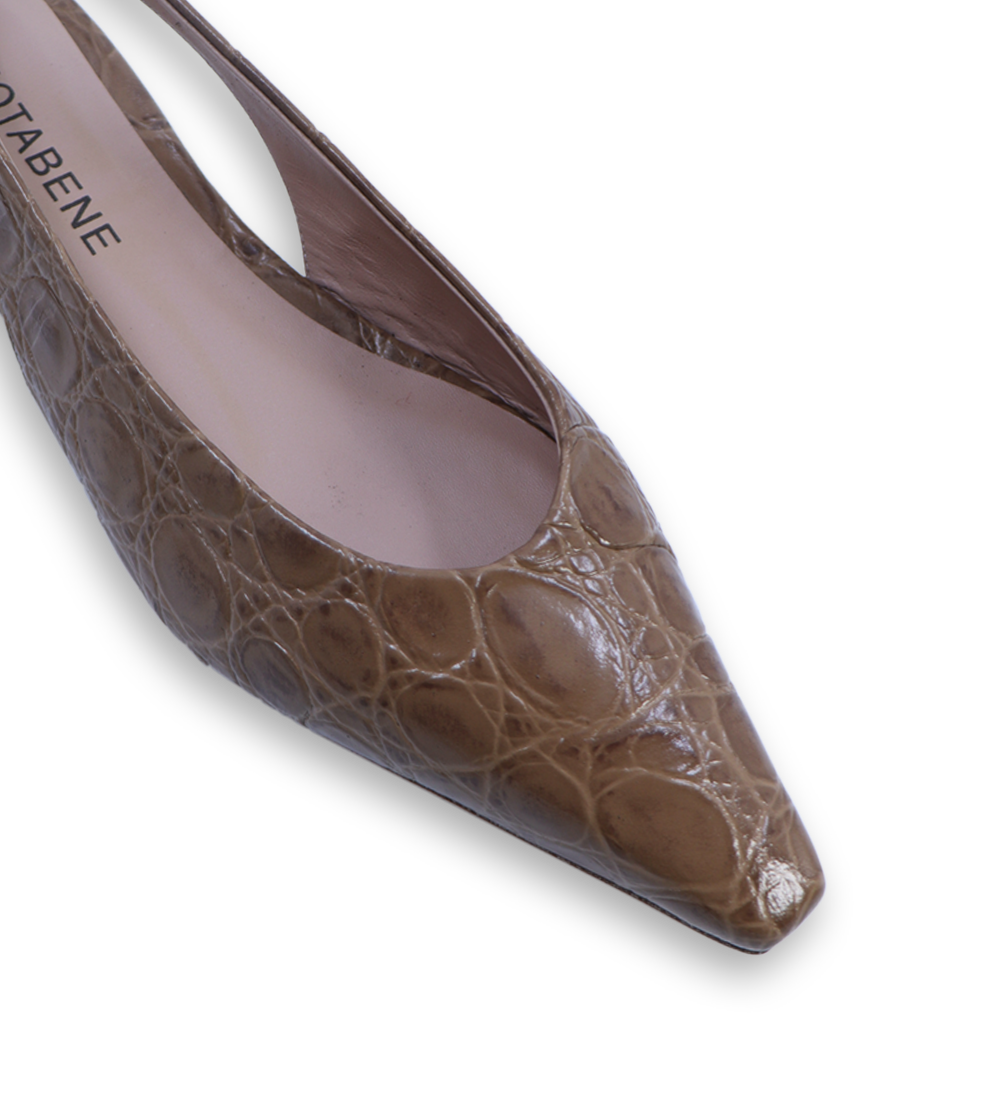 Gisella slingback ballerina, brown croco