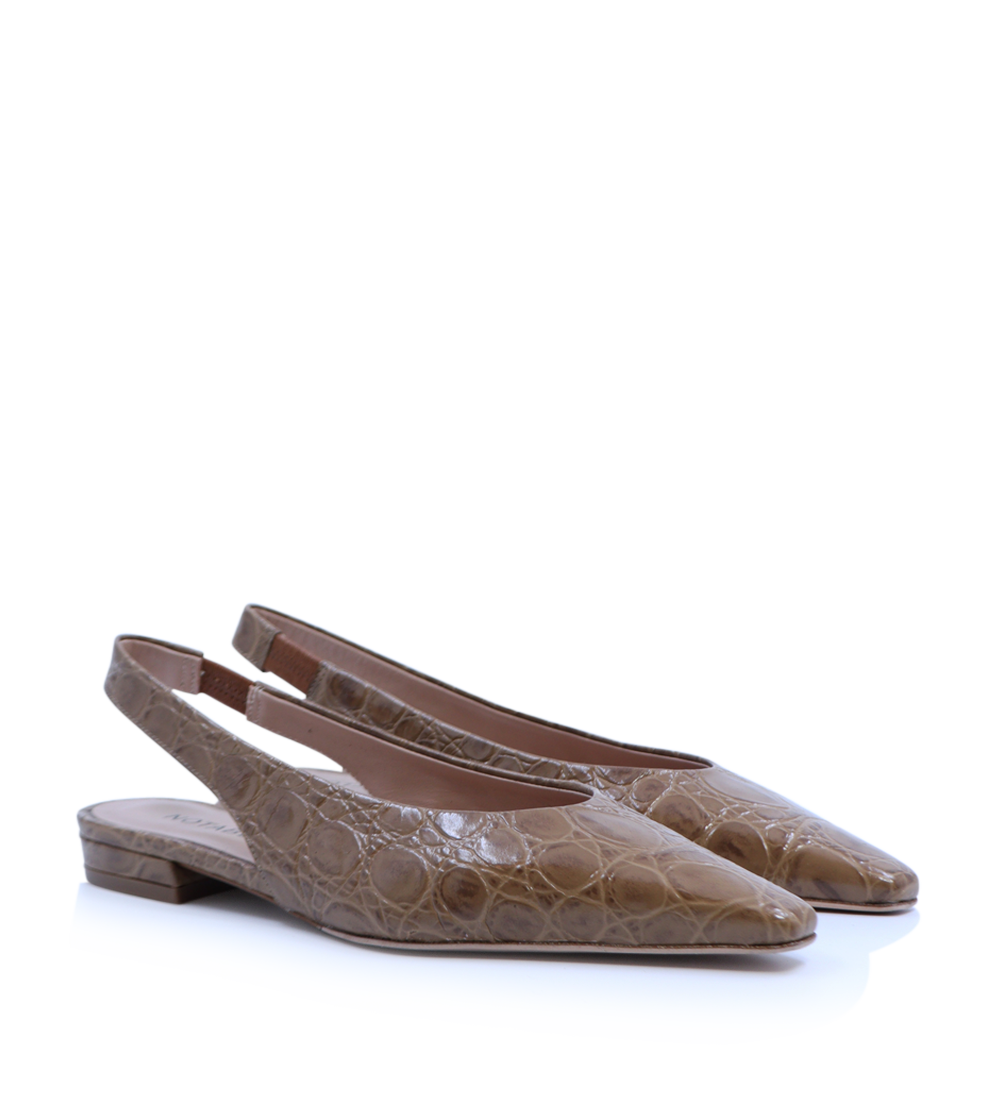 Gisella slingback ballerina, brown croco