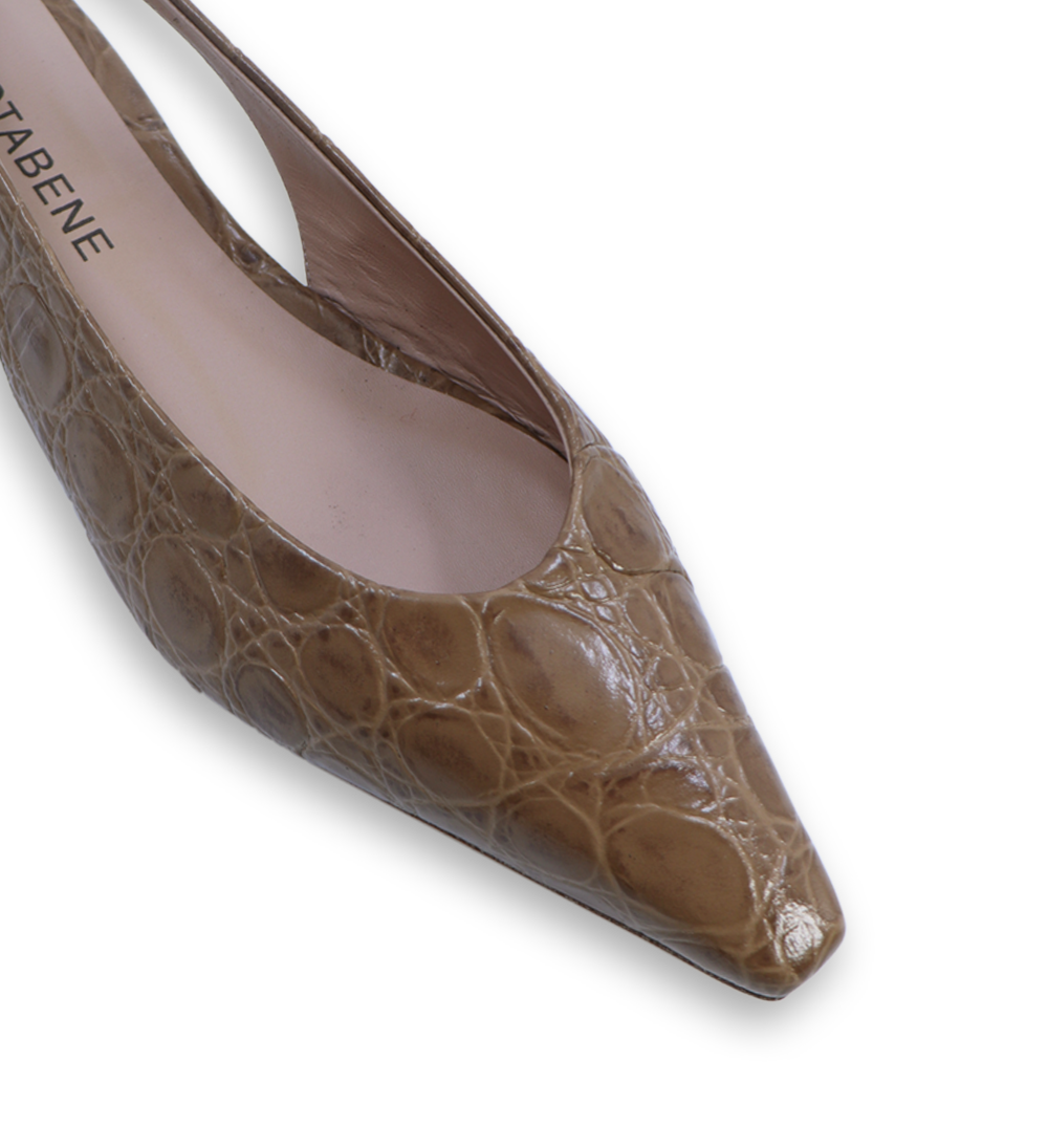 Gisella slingback ballerina, brown croco