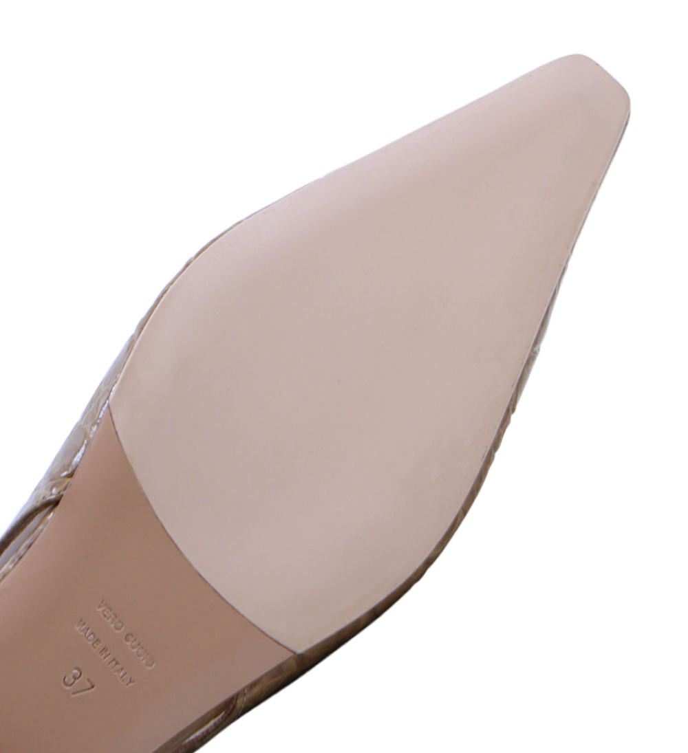Gisella slingback ballerina, brown croco