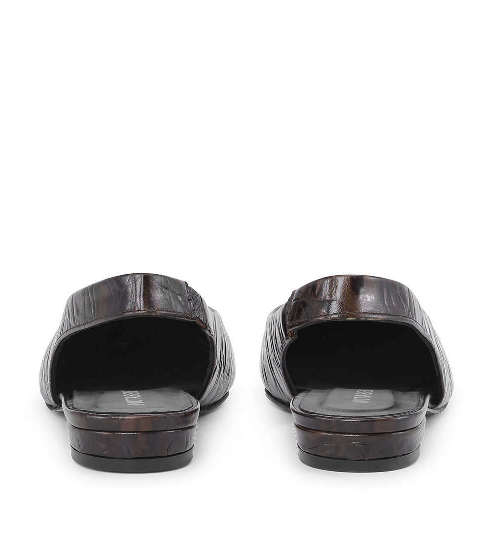 Gisella slingback ballerina, mørkebrun croco
