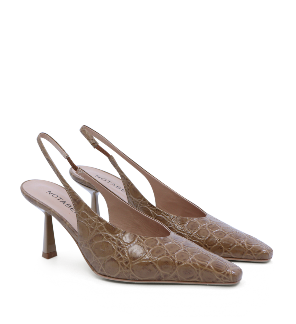 Emmely 70 slingback stilettos, brown croco