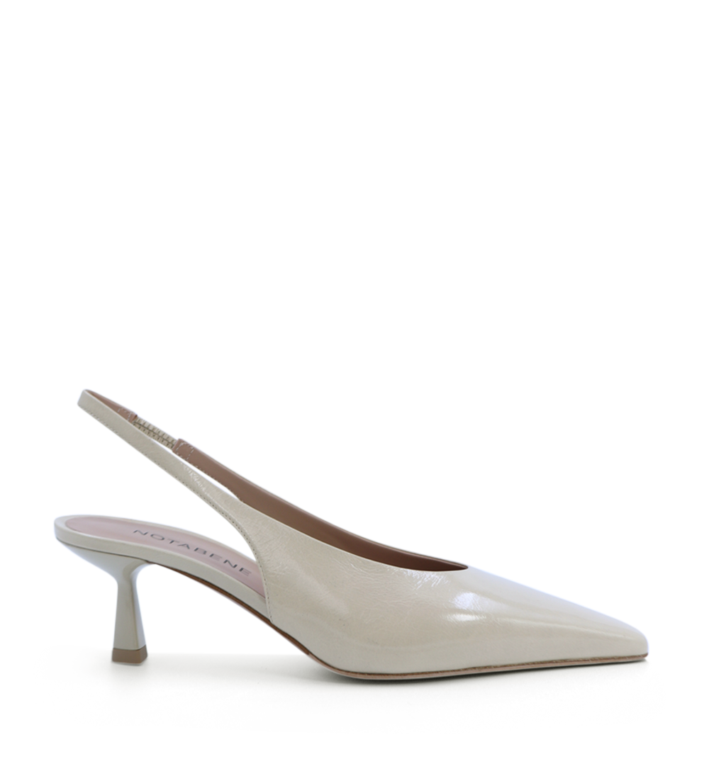 Emmely low 70 slingback stilettos, beige patent