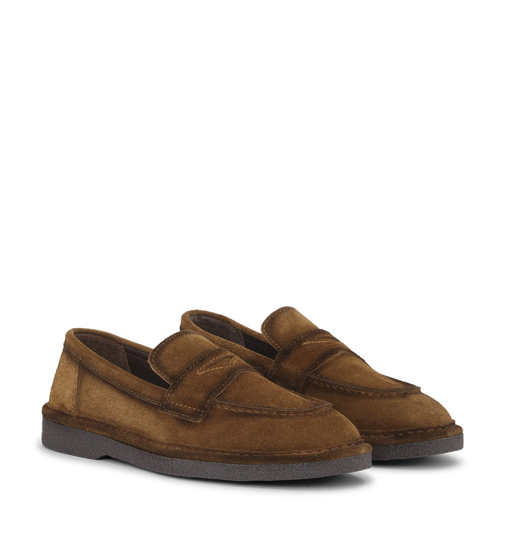 Lunelle loafers, Kastanje ruskind