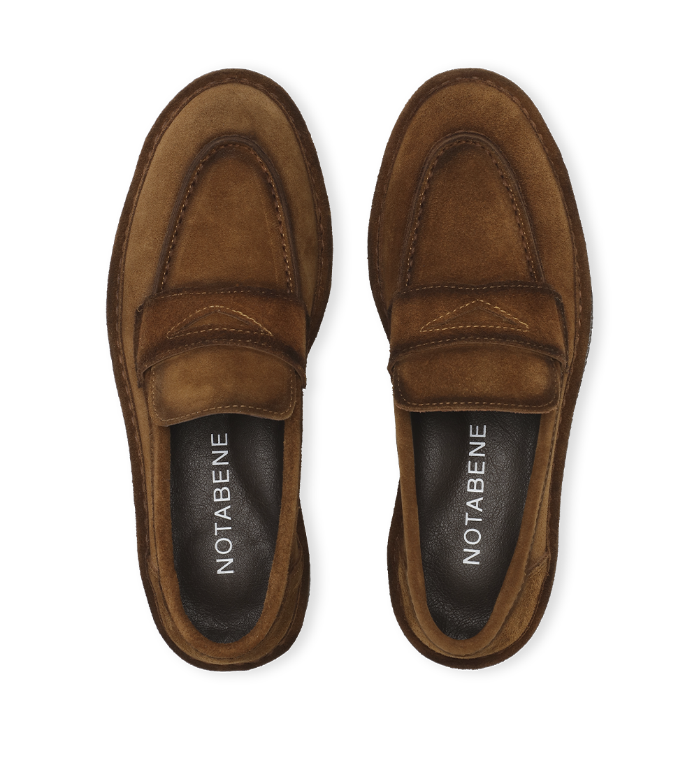 Lunelle loafers, chestnut suede