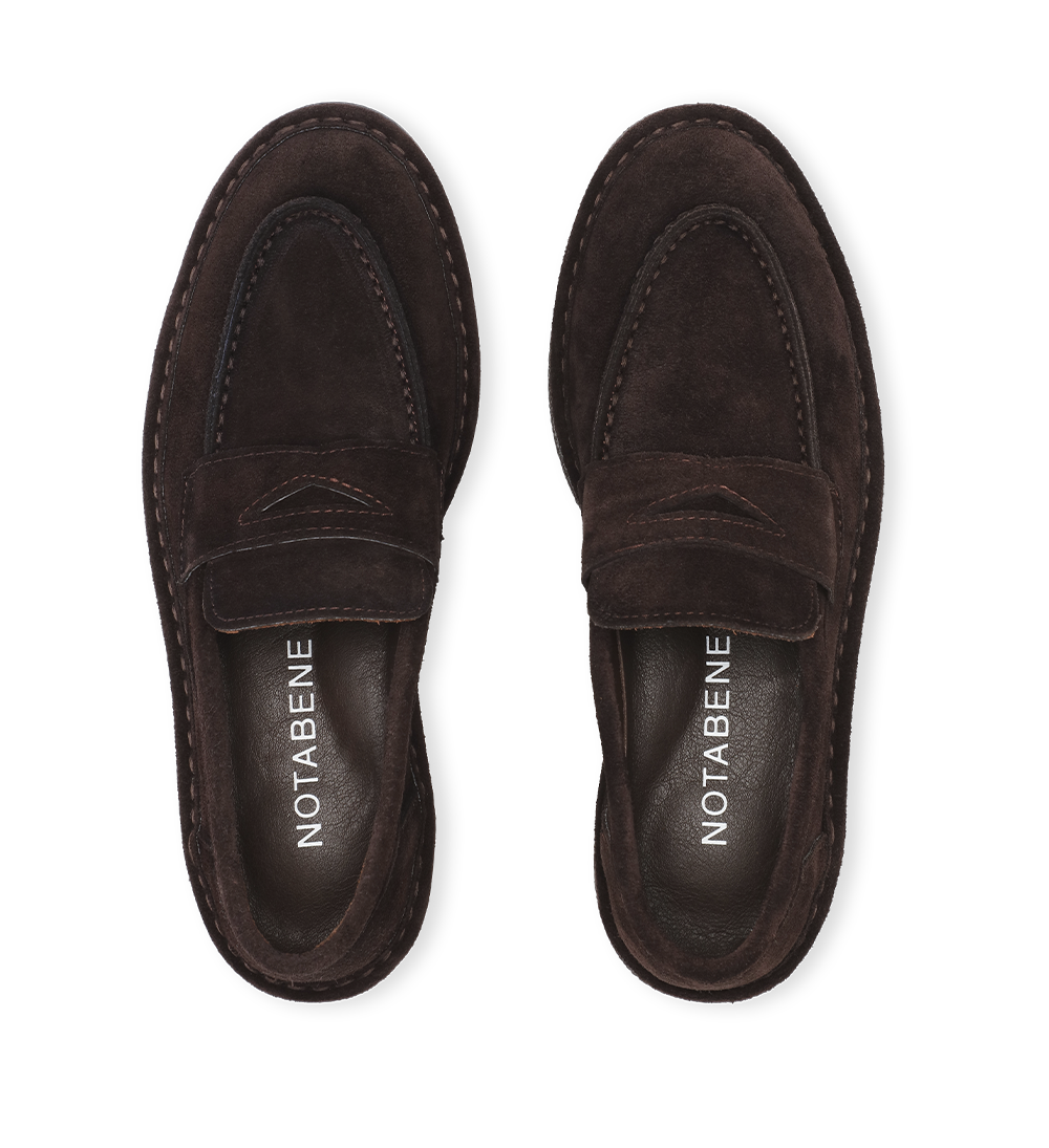 Lunelle loafers, mørkebrun ruskind
