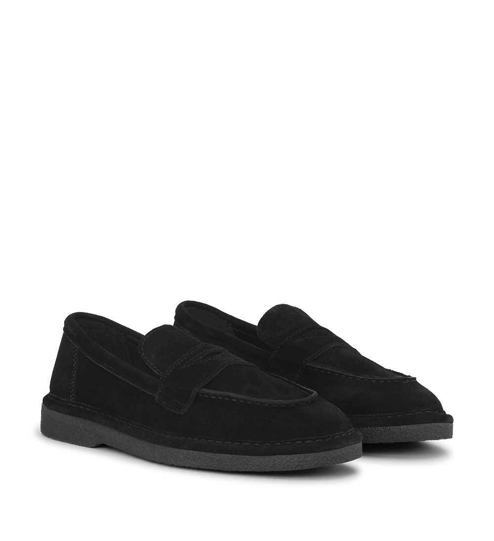 Lunelle loafers, sort ruskind
