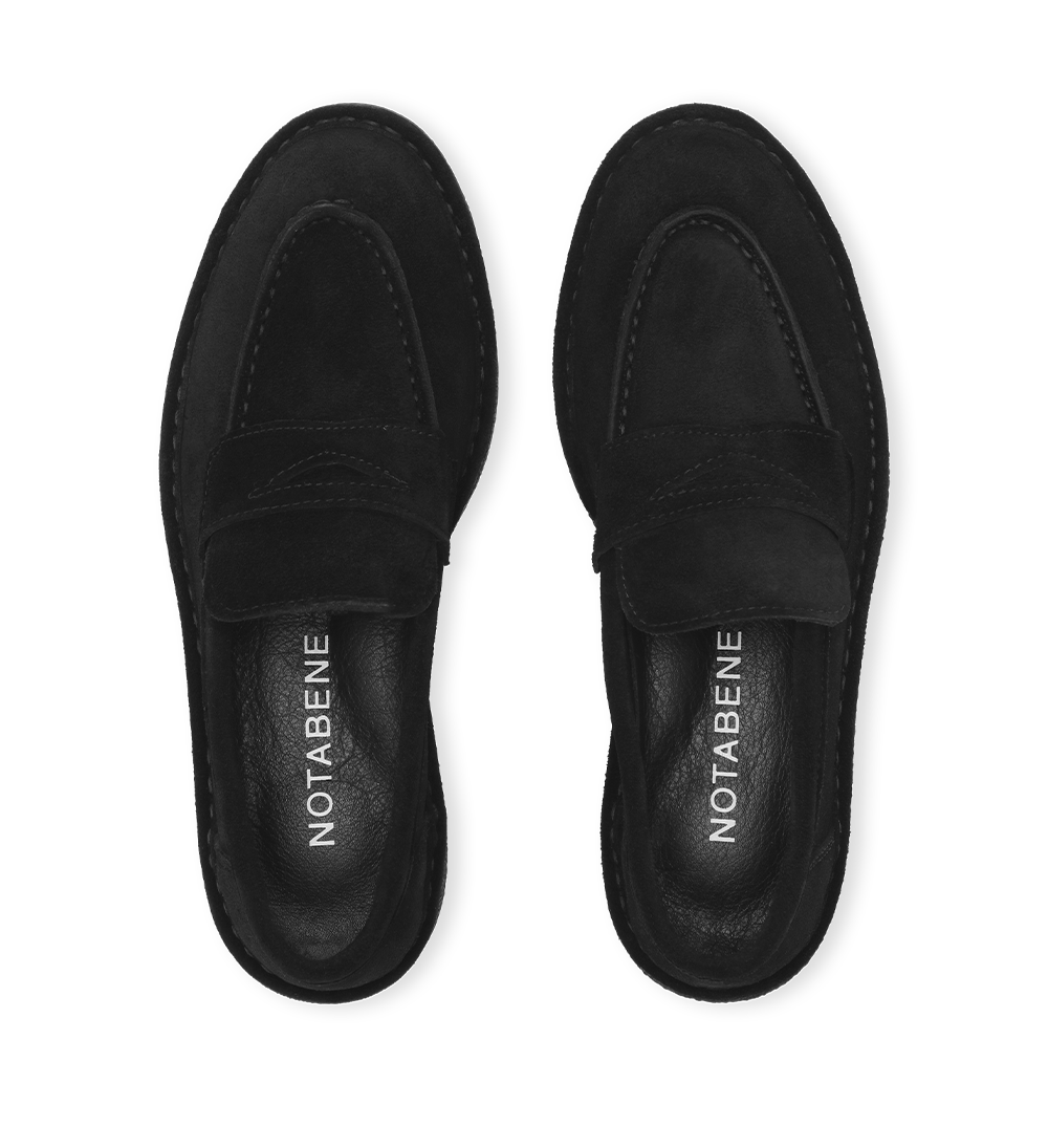 Lunelle loafers, sort ruskind
