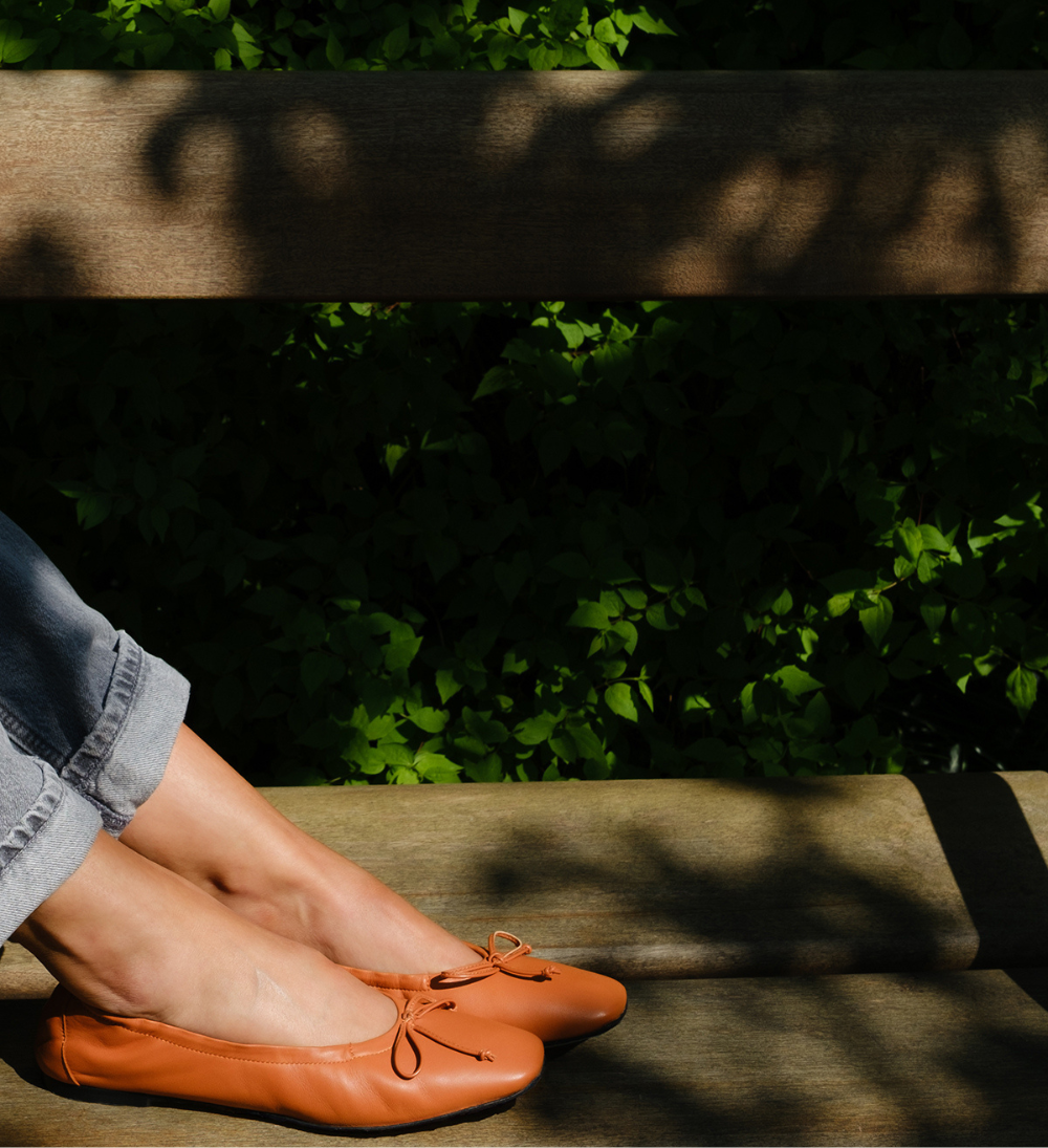 Brigitte ballerinaer, brun læder