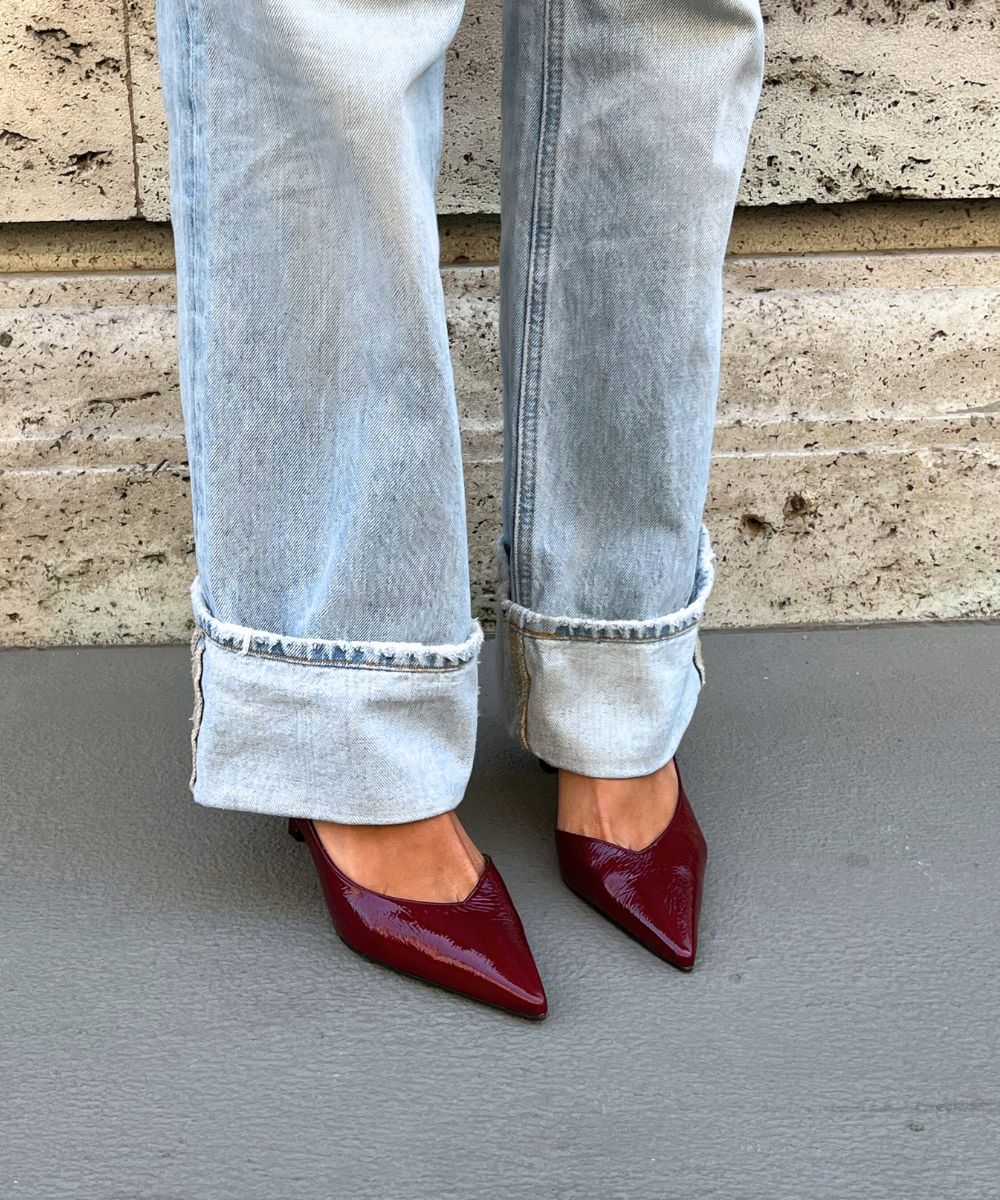 Emira 70 slingback stiletter, bordeaux lak