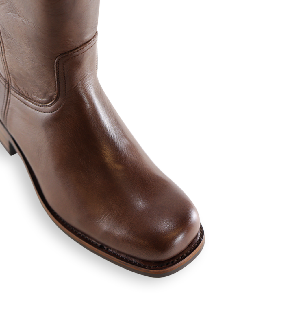 Achilla zip støvler, mørkebrun læder