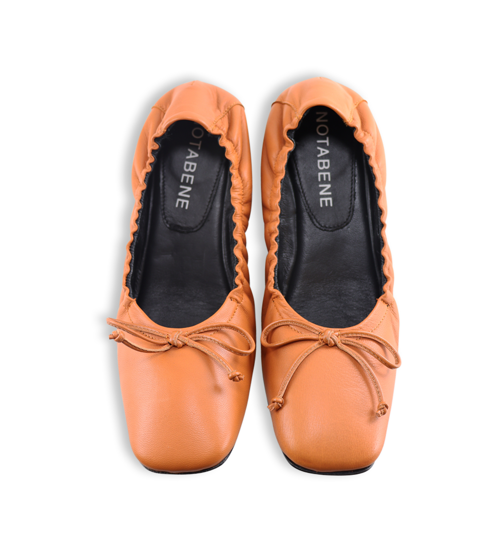 Brigitte ballerinaer, brun læder