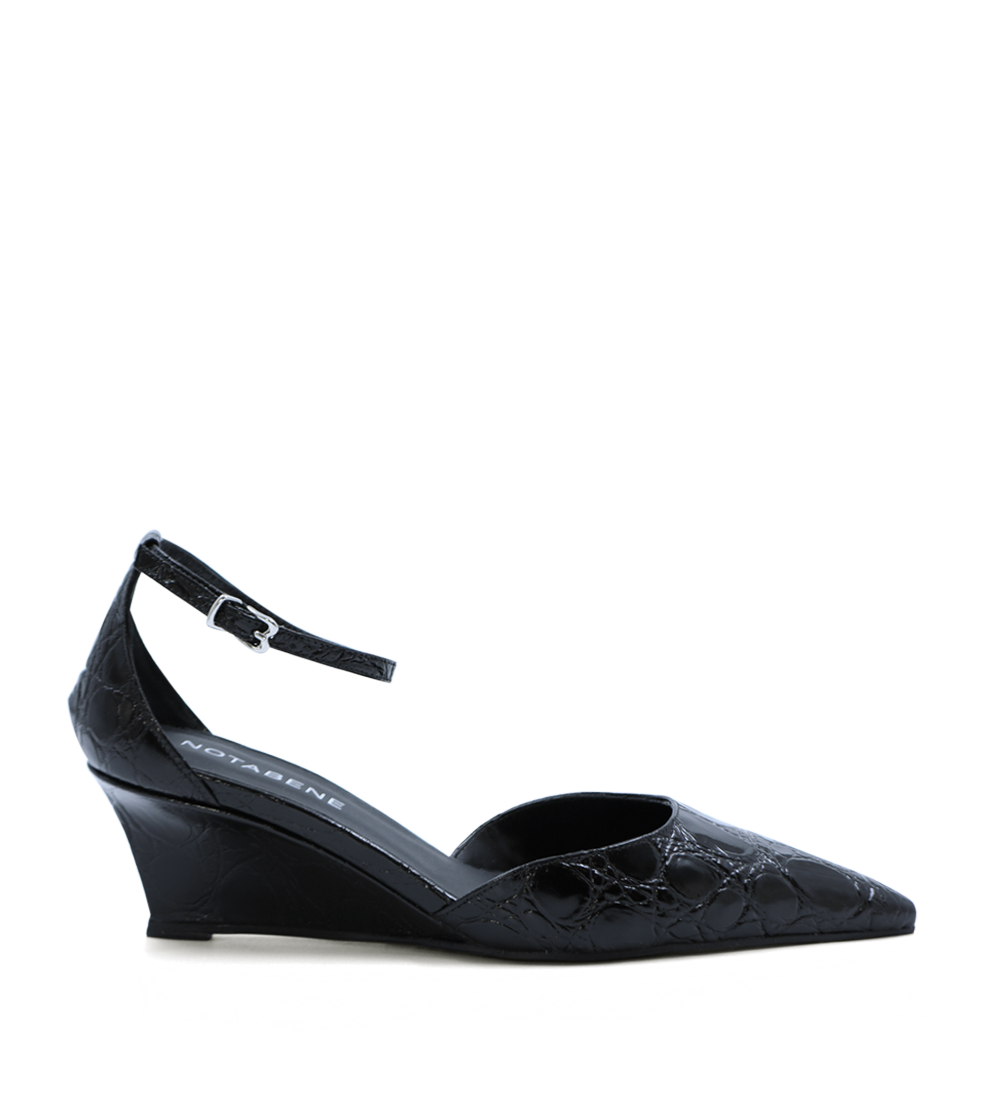 Elsa 50 wedge heel, black croco