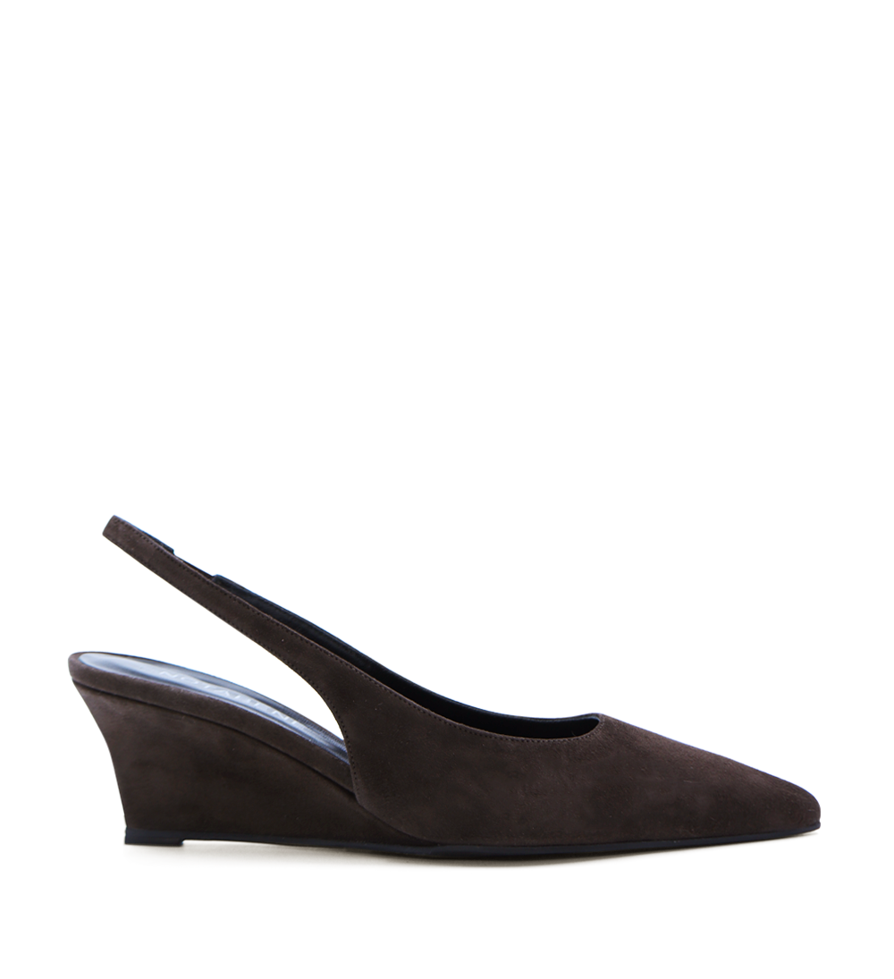 Elba 50 wedge heel, dark brown suede