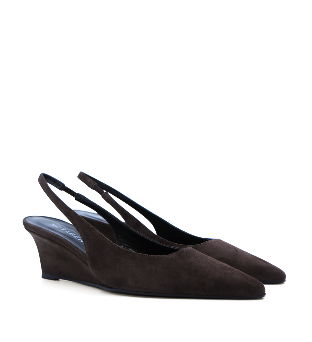Elba 50 wedge heel, dark brown suede