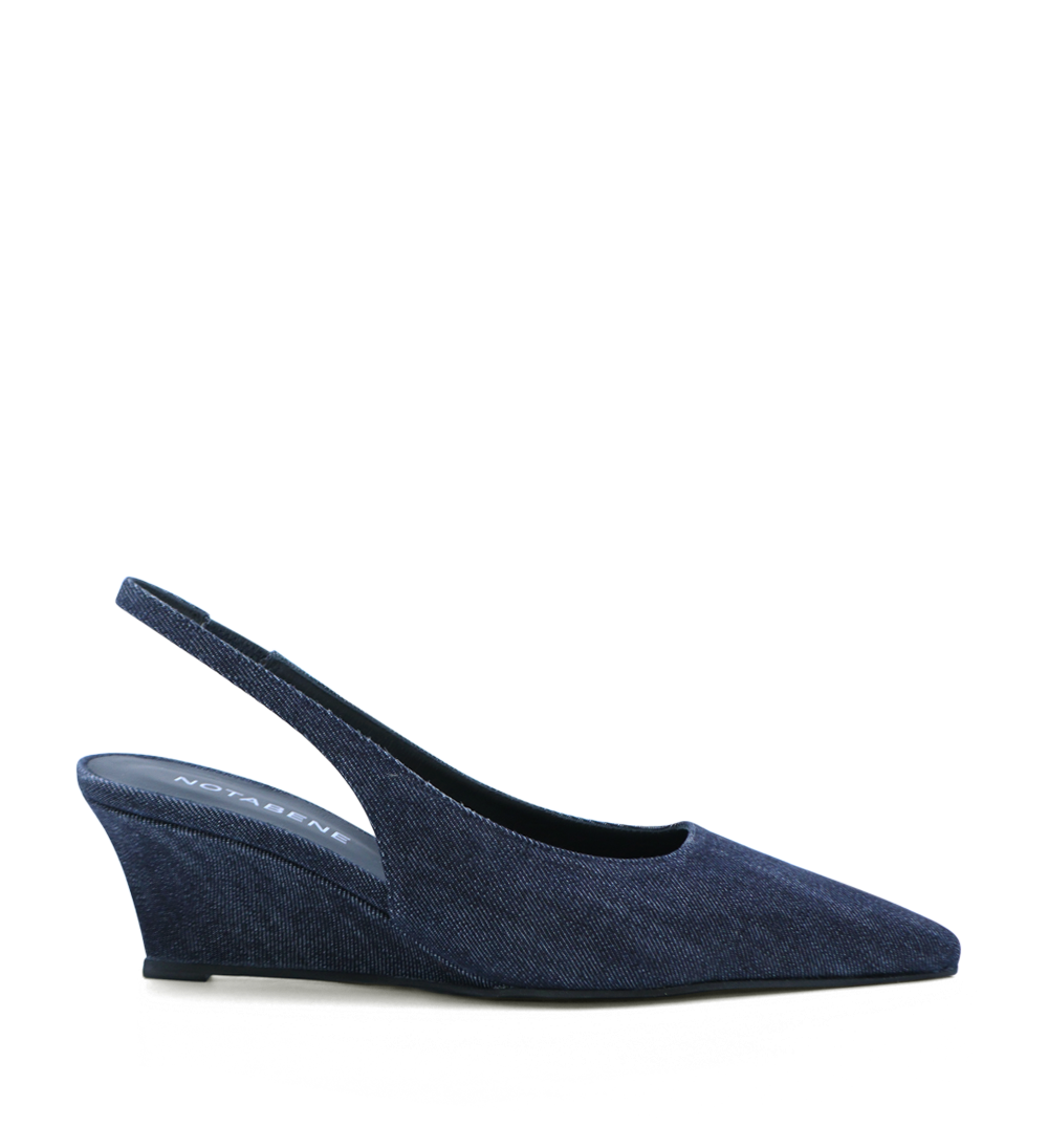 Elba 50 wedge heel, denim