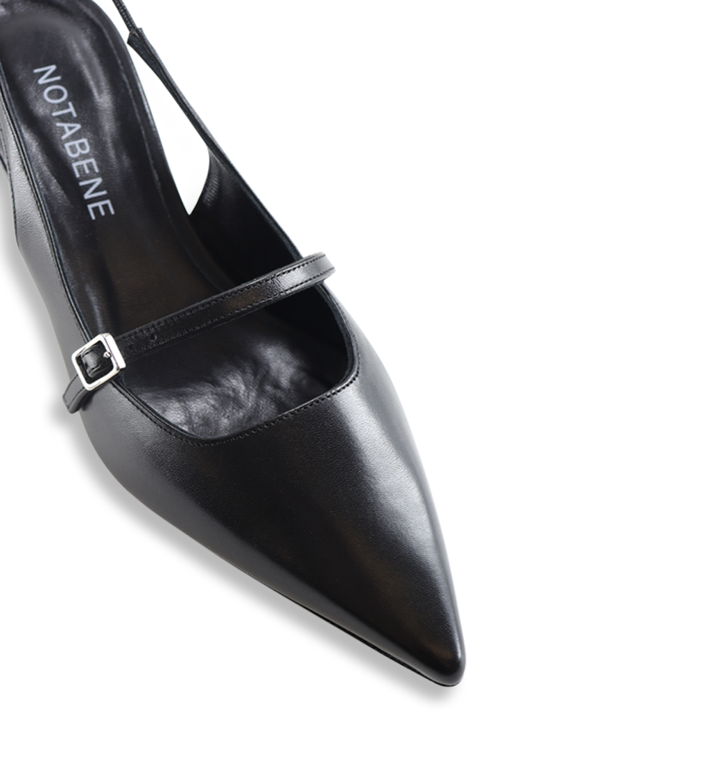 Elina 50 slingback stiletter, sort læder
