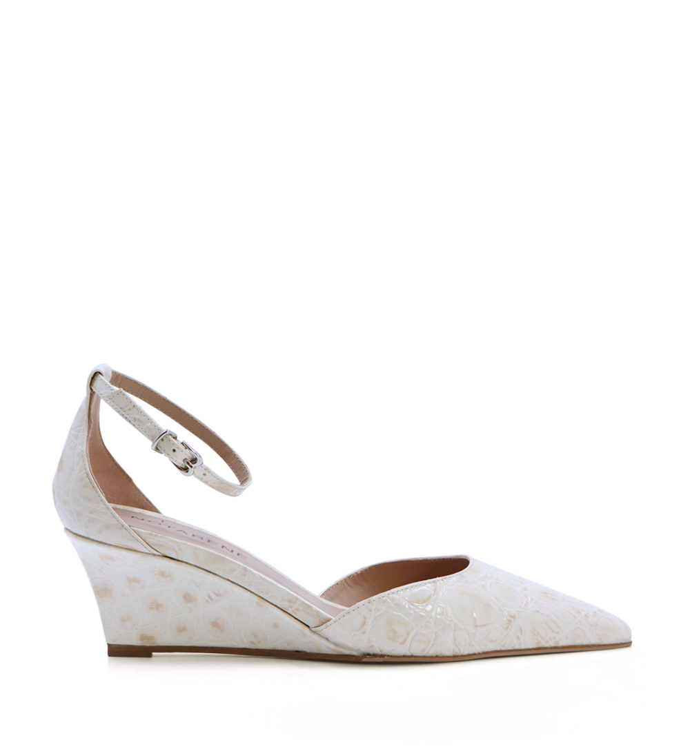 Elsa 50 wedge heel, beige croco