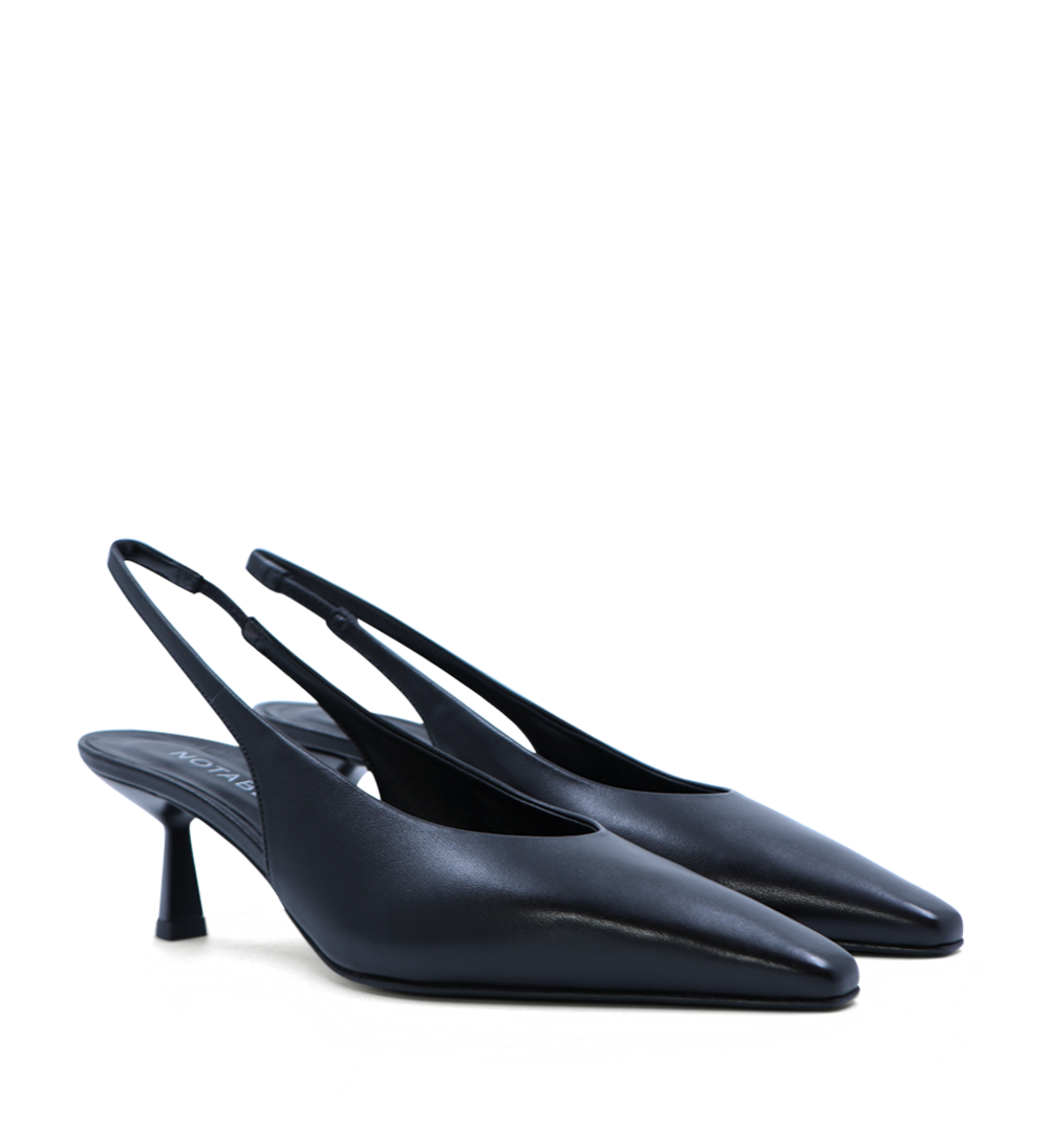 Emmely low 70 slingback stilettos, black leather