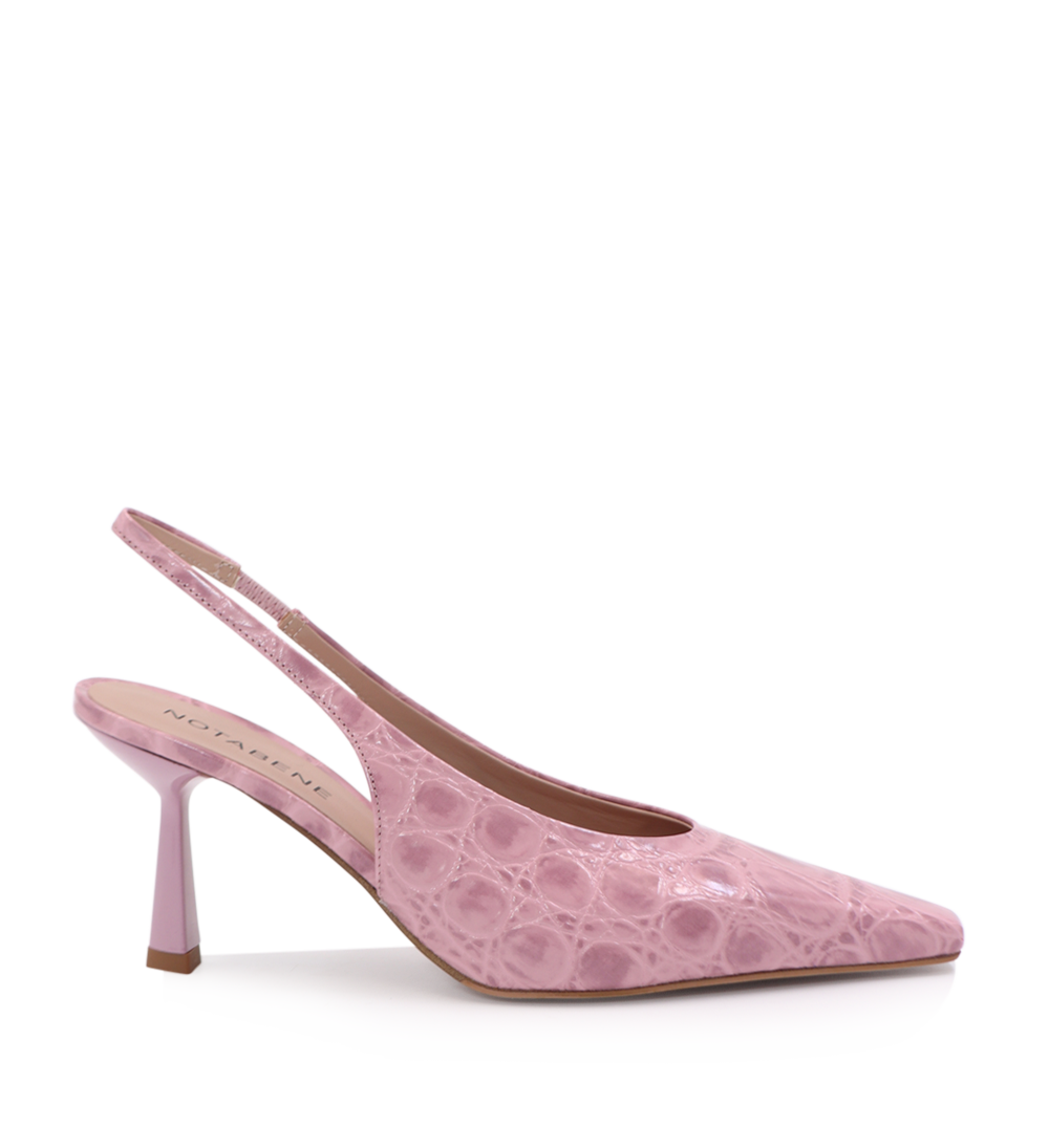 Emmely 70 slingback stiletter, lyserød croco