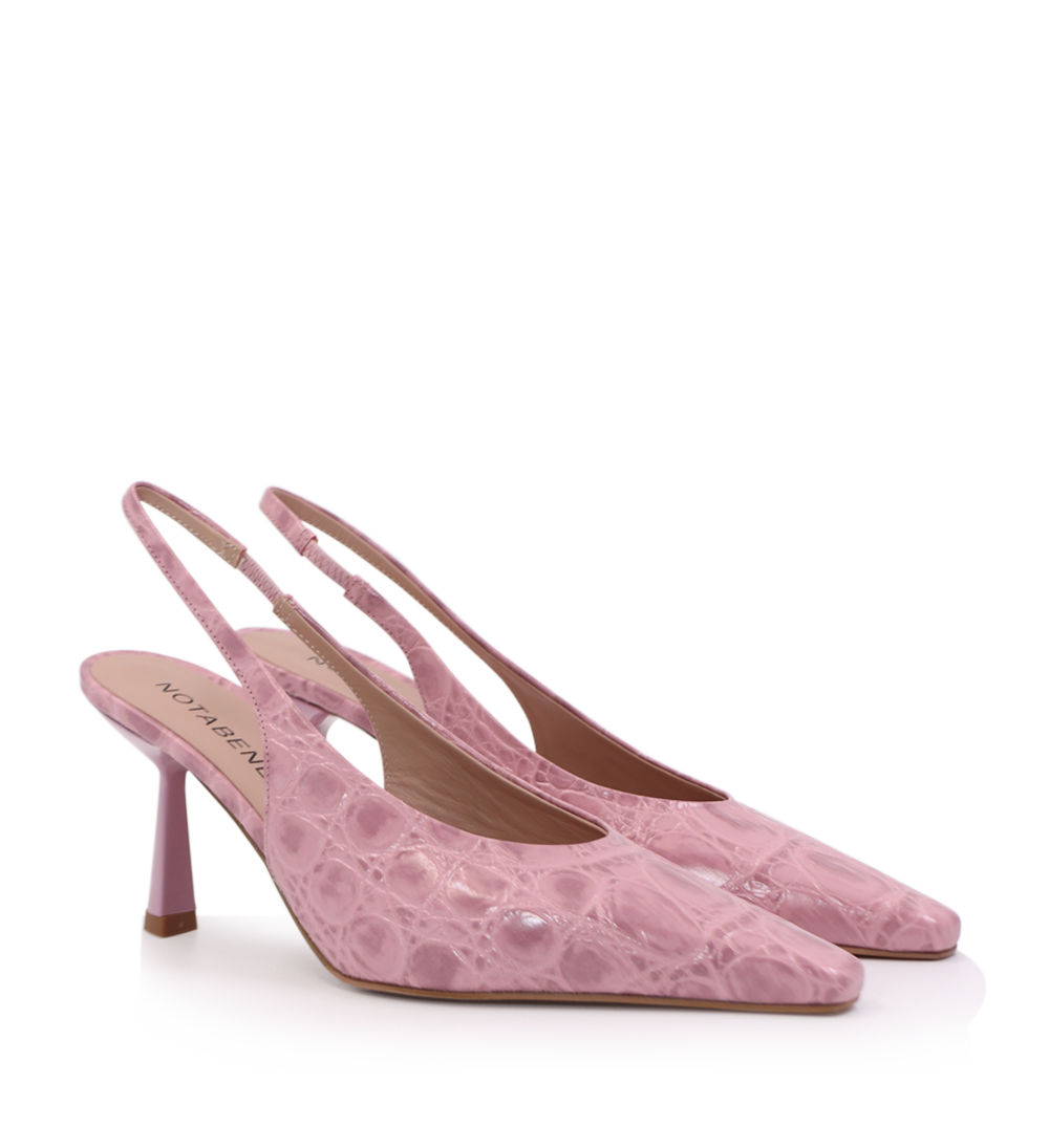 Emmely 70 slingback stiletter, lyserød croco