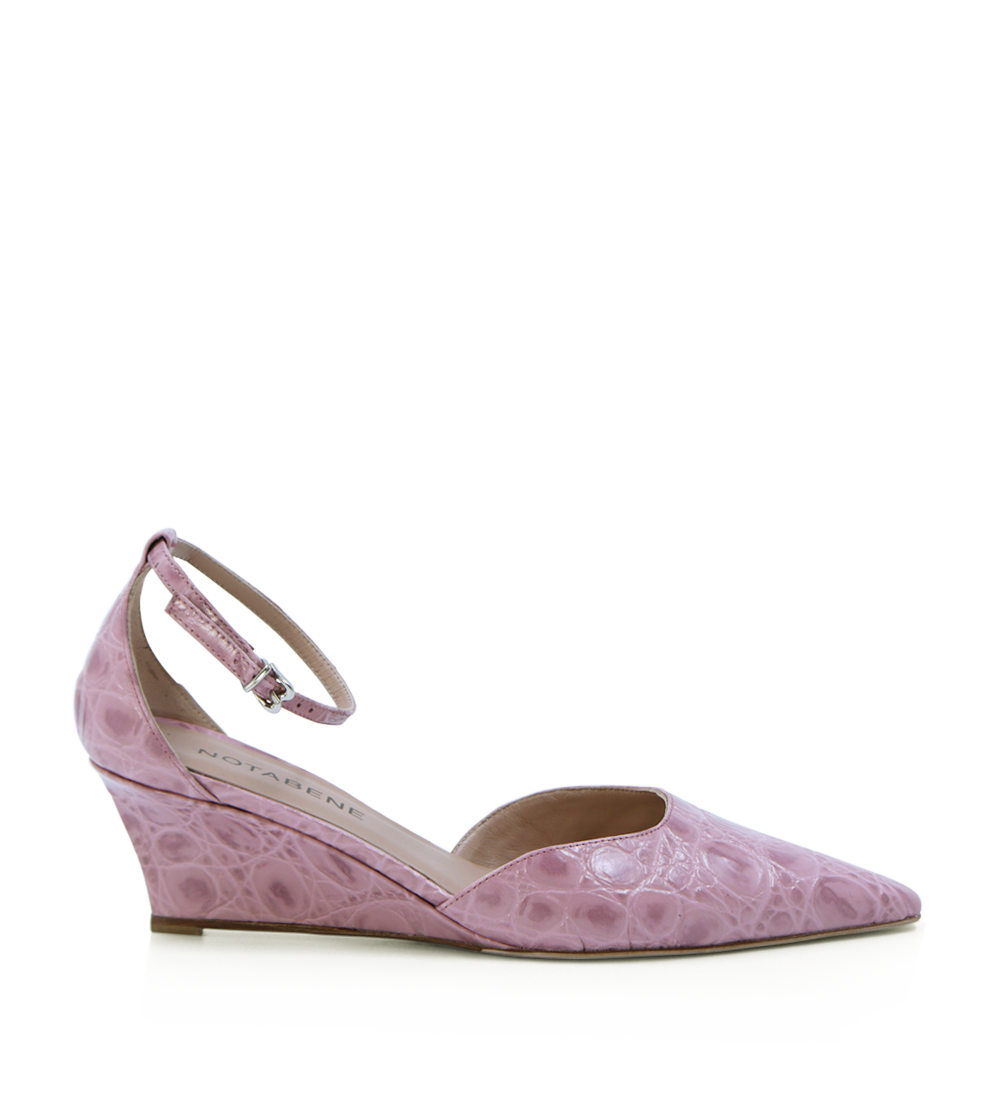 Elsa 50 wedge heel, pink croco