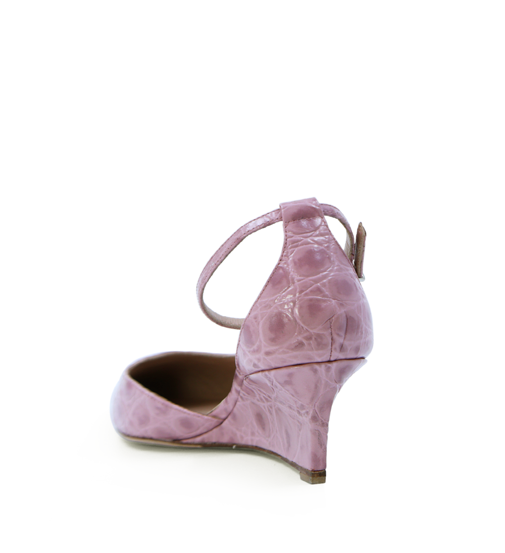 Elsa 50 wedge heel, pink croco