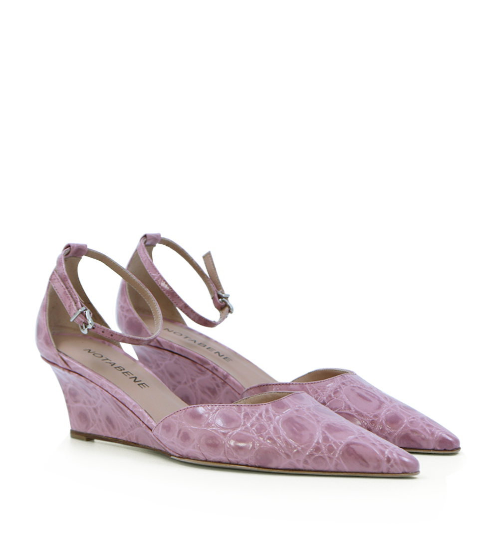 Elsa 50 wedge heel, pink croco