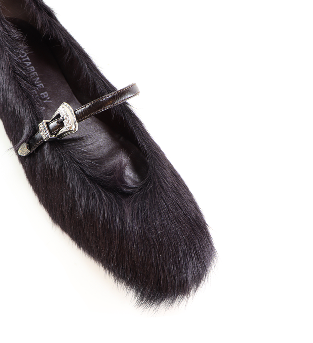 Carlotta ballerina, mørkebrun ko pels