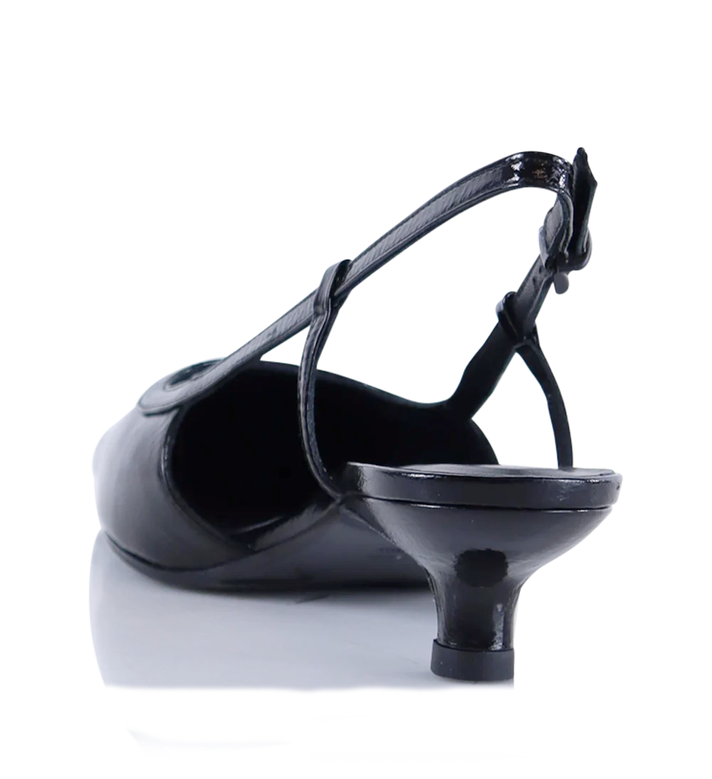 Elena 35 slingback stiletter, sort lak