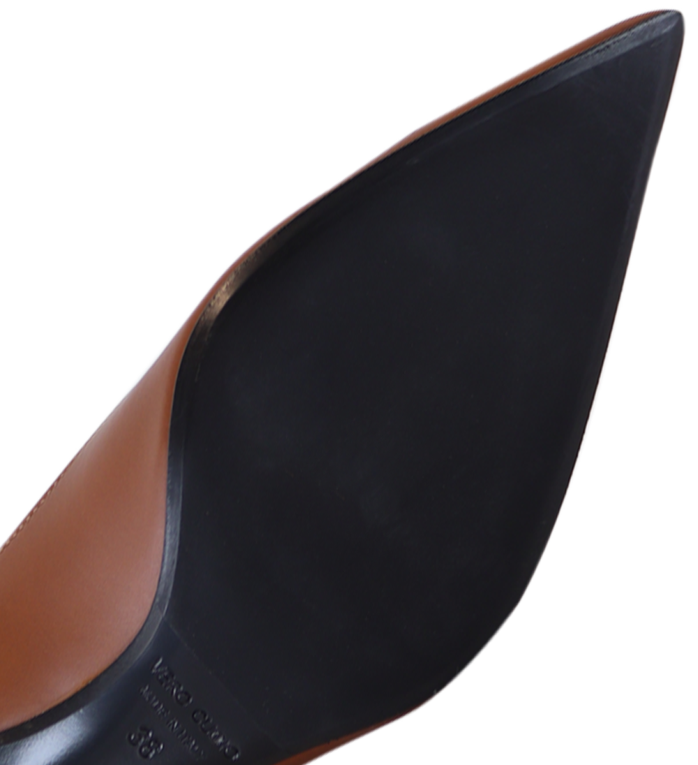 Ayoe 55 stiletter, cognac læder