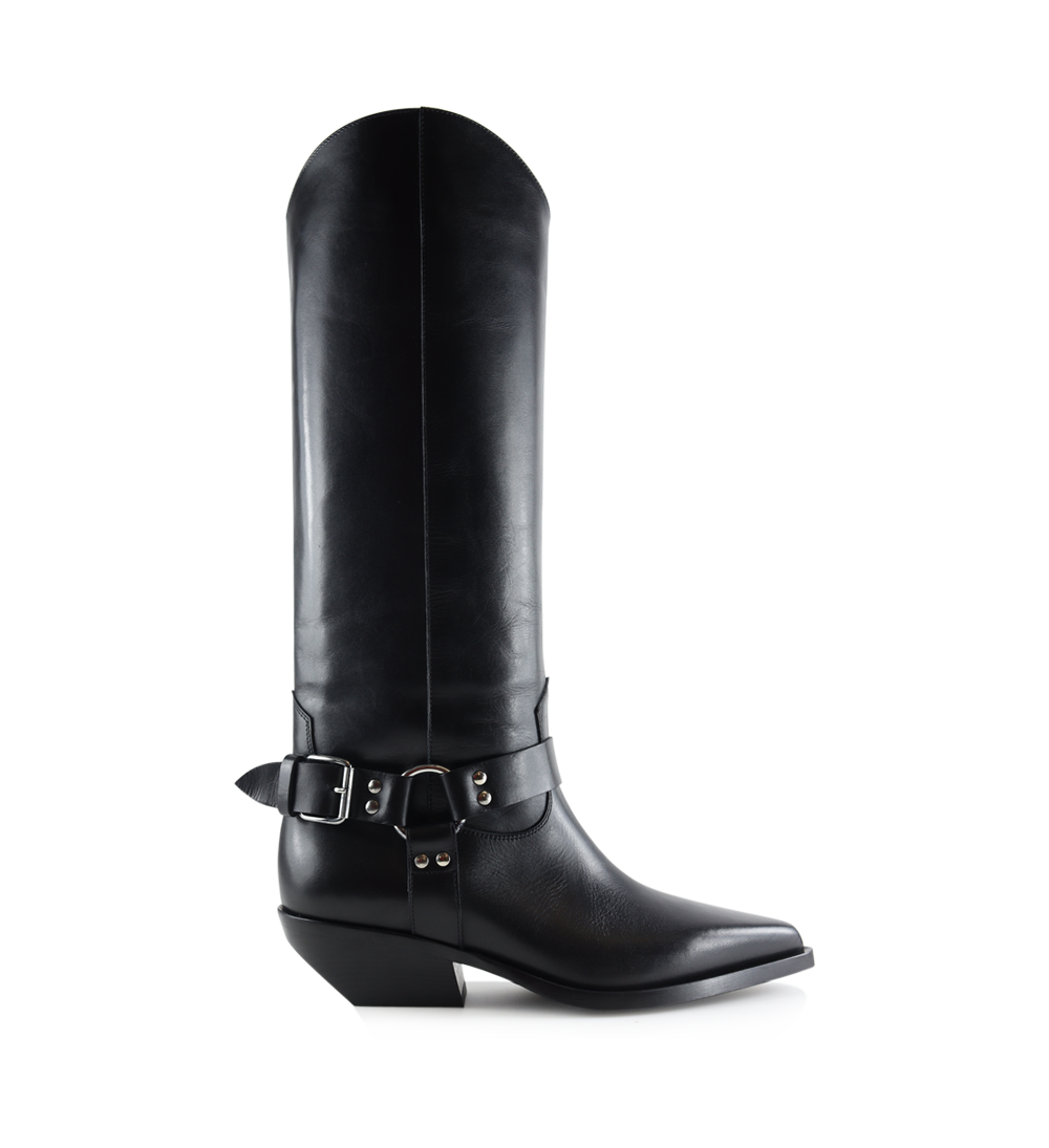 Carlotta 30 cowboy bikerstøvler, sort læder