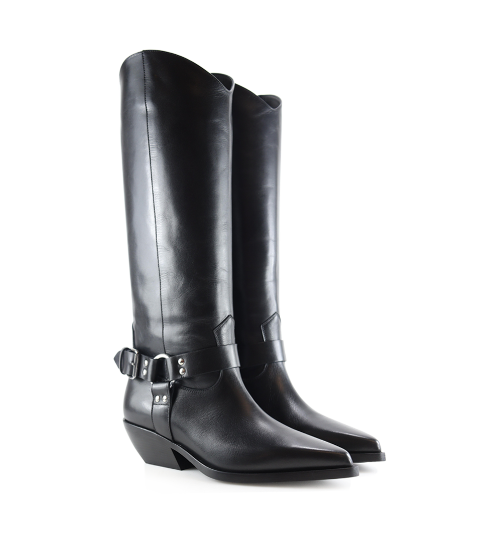 Carlotta 30 cowboy bikerstøvler, sort læder