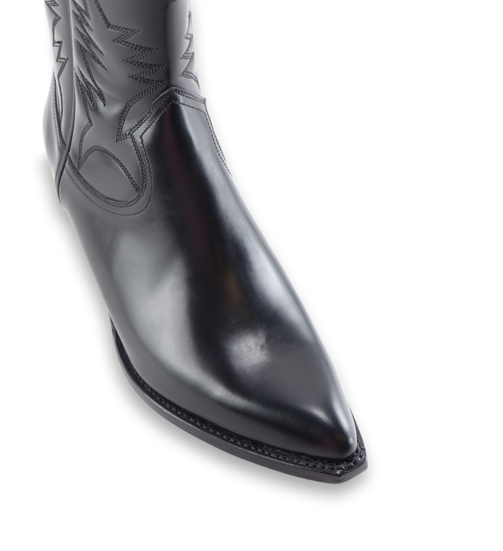 Django II 30 cowboy støvler, sort poleret læder