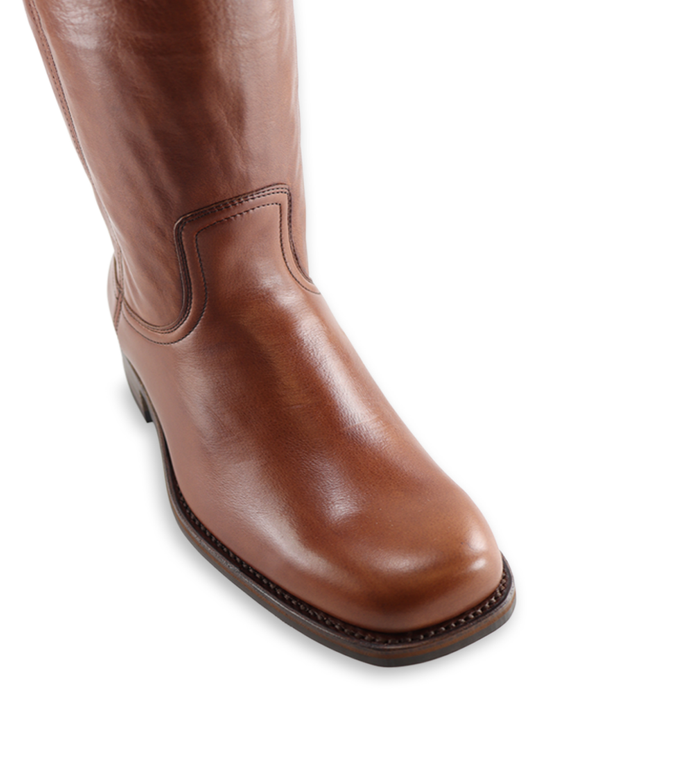 Achilles boots, brown leather