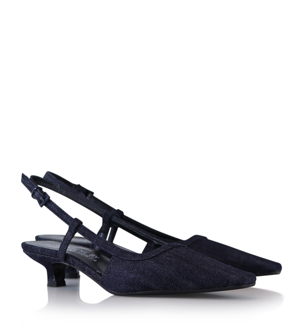 Elena 35 slingback stilettos, denim