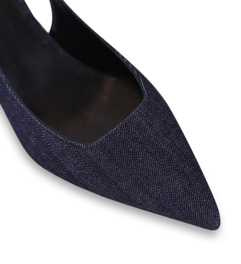 Elisa 50 slingback stilettos, denim