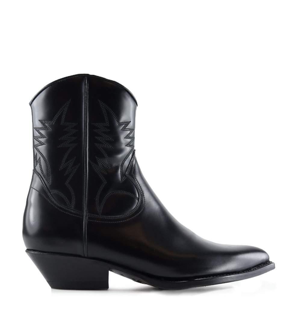 Django II 30 cowboy støvler, sort poleret læder