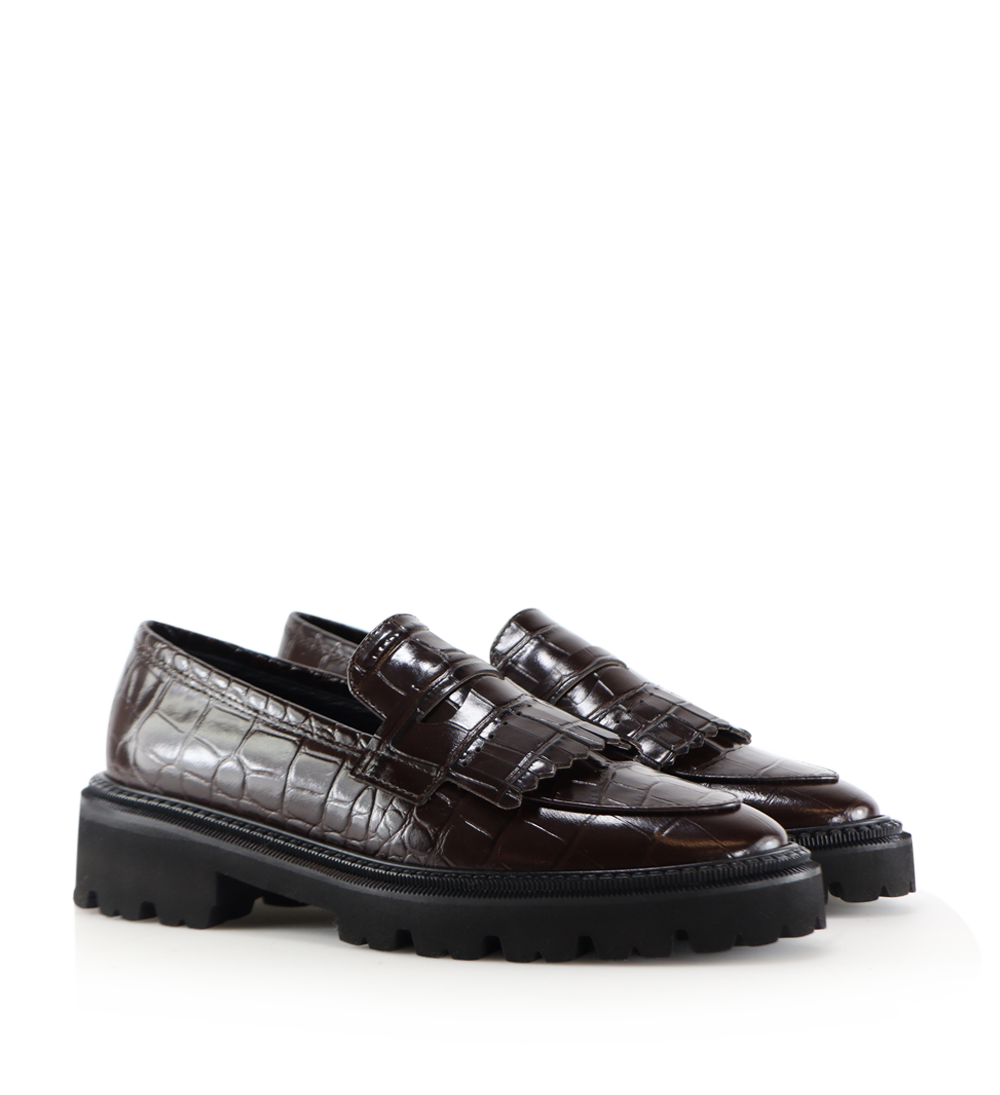 Tereza loafers, mørkebrun croco