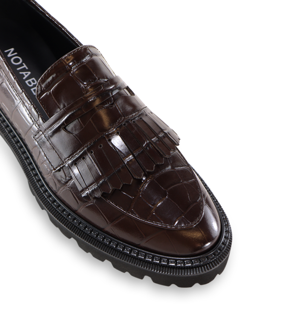 Tereza loafers, mørkebrun croco