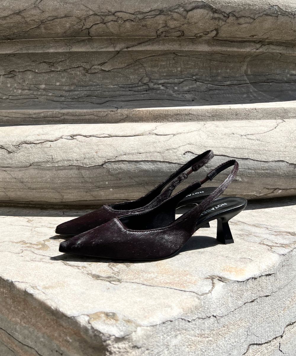 Elisa 50 slingback stiletter, mørkebrun kopels