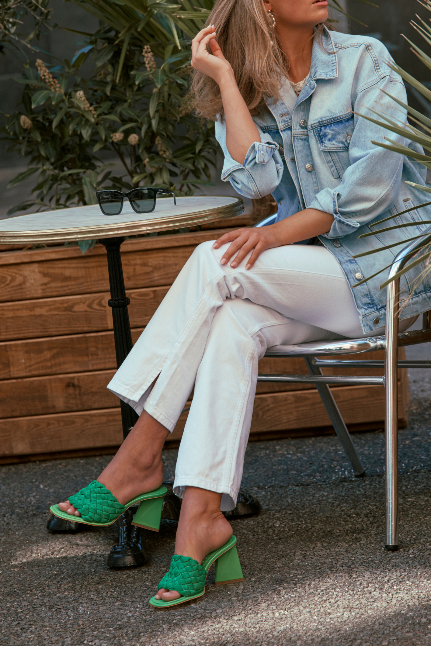 Aida sandaler, grøn læder