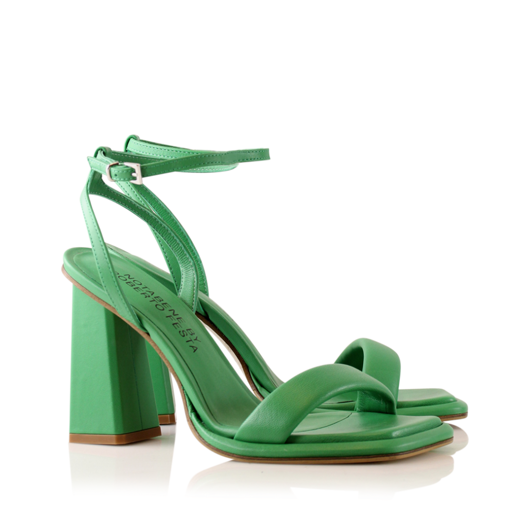 Agnes 95 sandaler, grøn læder