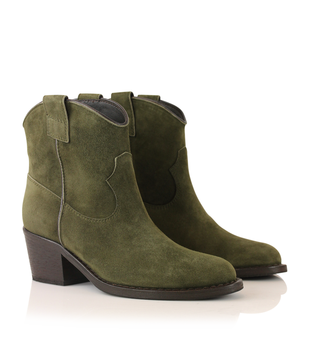 Anna 50 zip støvler, olive ruskind