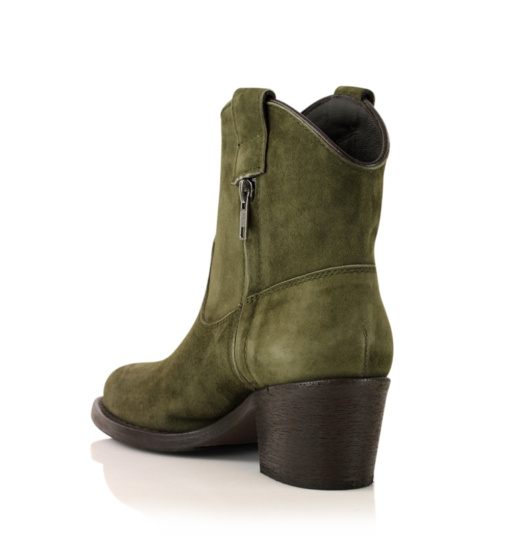Anna 50 zip støvler, olive ruskind