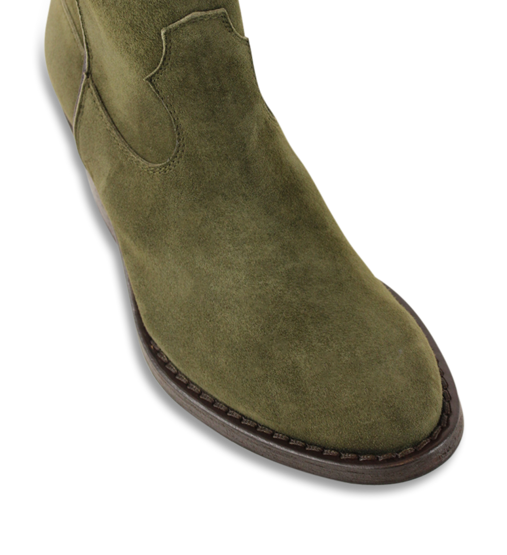 Anna 50 zip støvler, olive ruskind