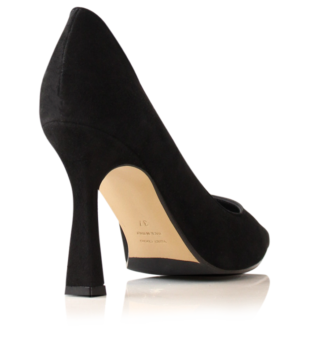 Angelika 90 stiletter, sort ruskind